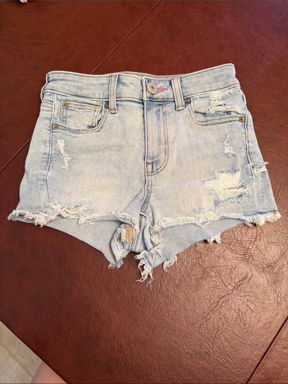 American Eagle Outfitters Light Blue Distressed Denim Cutoff Shorts